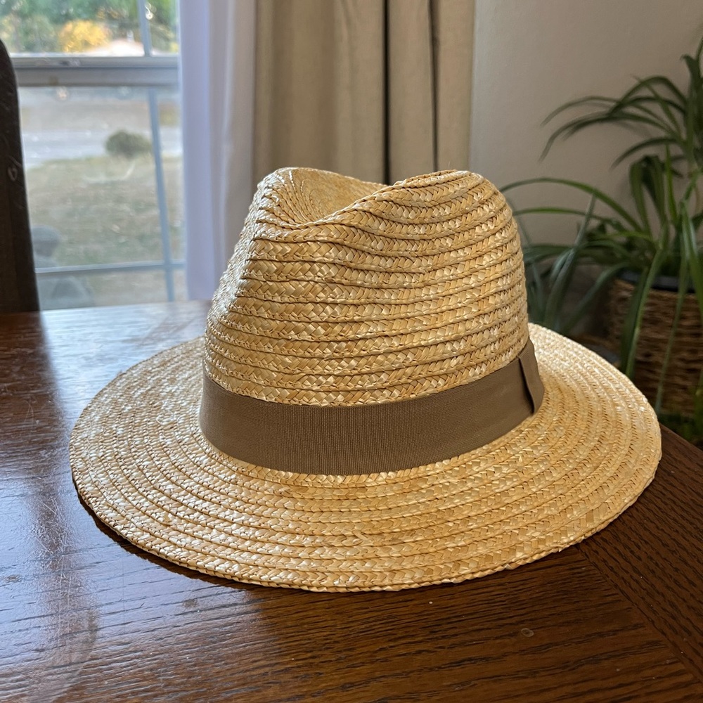 Pink Lily  Rays of Light brown band Panama straw hat